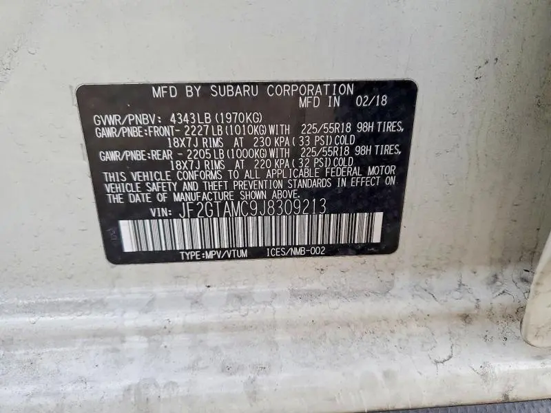 2018 SUBARU CROSSTREK LIMITED  