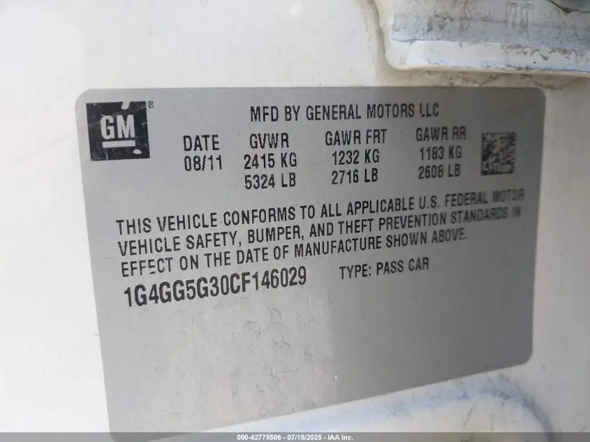 2012 BUICK LACROSSE PREMIUM 2 GROUP