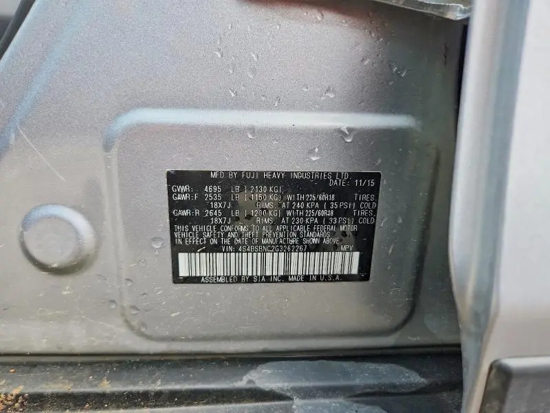 2016 SUBARU OUTBACK 2.5I LIMITED  