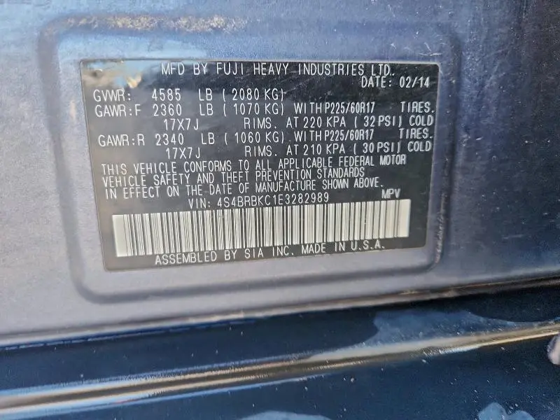 2014 SUBARU OUTBACK 2.5I LIMITED  