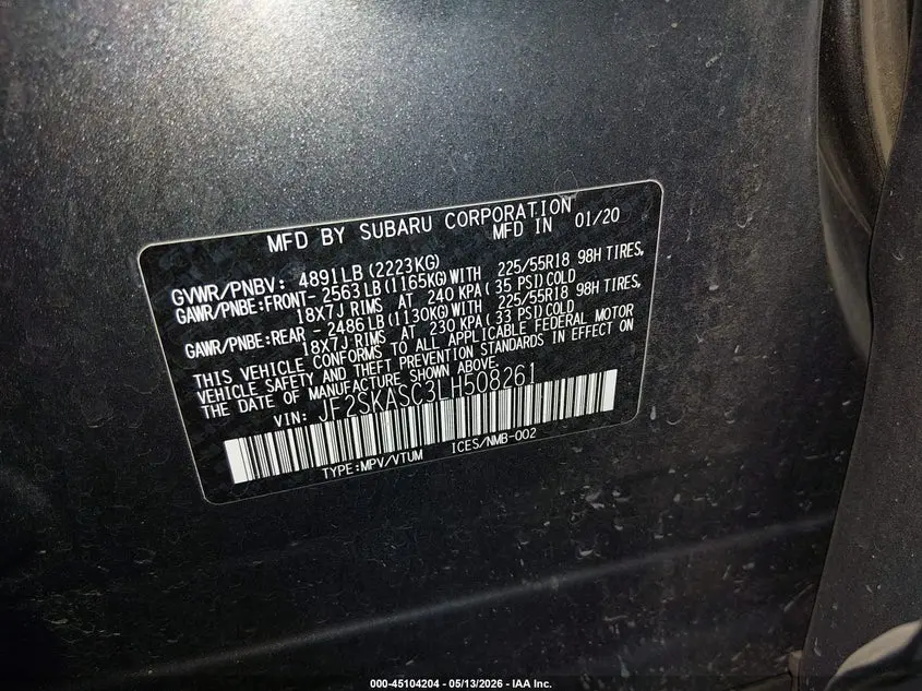 2020 SUBARU FORESTER LIMITED
