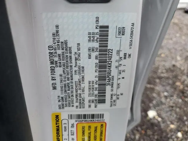 2019 FORD FUSION TITANIUM  