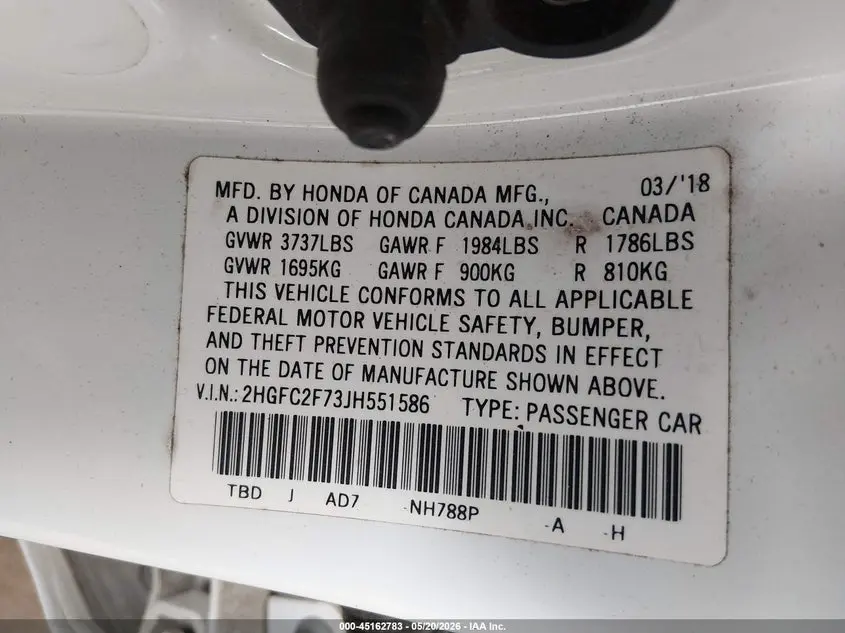 2018 HONDA CIVIC EX