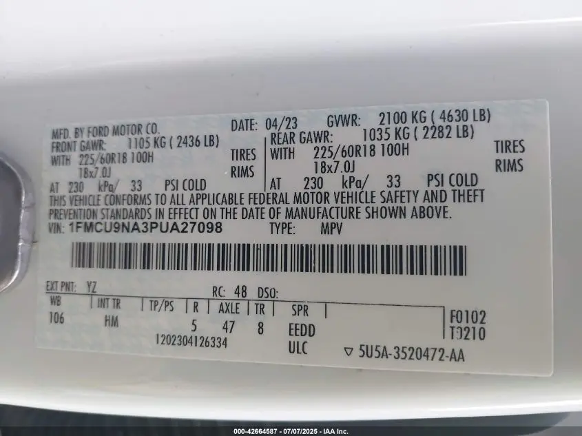 2023 FORD ESCAPE ST-LINE SELECT
