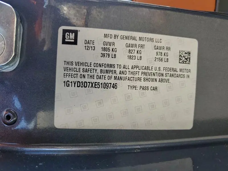 2014 CHEVROLET CORVETTE STINGRAY 2LT  