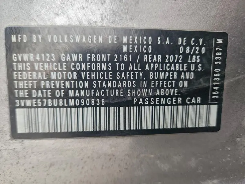 2020 VOLKSWAGEN JETTA SEL  