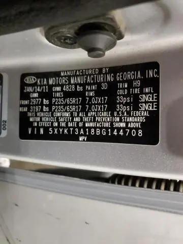 2011 KIA SORENTO BASE  