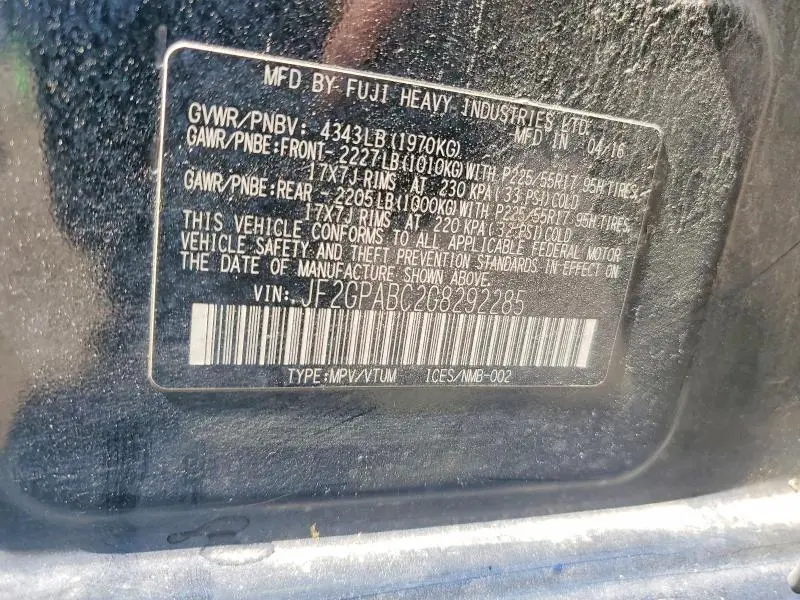 2016 SUBARU CROSSTREK PREMIUM  