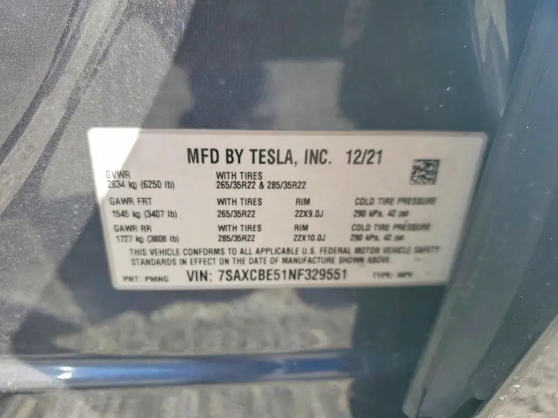 2022 TESLA MODEL X   