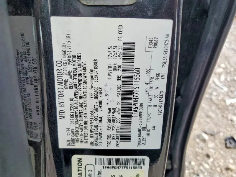 2015 FORD FUSION SE  
