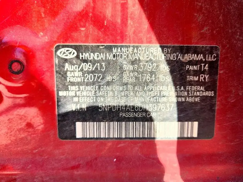 2013 HYUNDAI ELANTRA LIMITED  