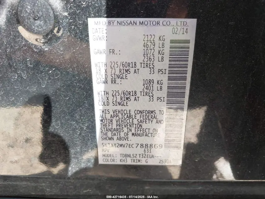 2014 NISSAN ROGUE SL