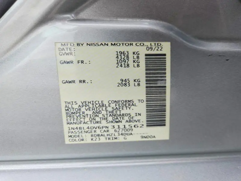 2023 NISSAN ALTIMA SV  
