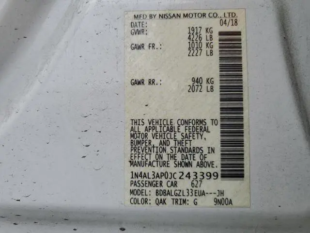 2018 NISSAN ALTIMA 2.5  