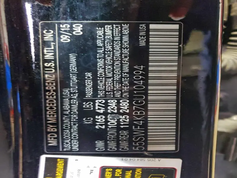 2016 MERCEDES-BENZ C 300 4MATIC  