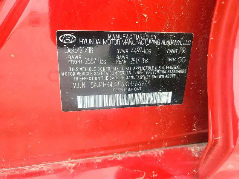 2019 HYUNDAI SONATA LIMITED  