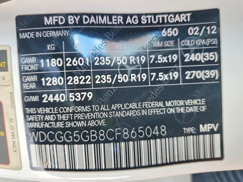 2012 MERCEDES-BENZ GLK 350  