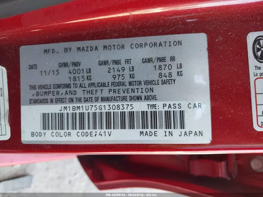 2016 MAZDA MAZDA3 I SPORT