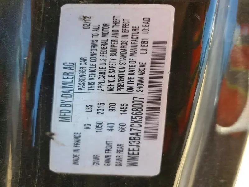 2012 SMART FORTWO PURE  