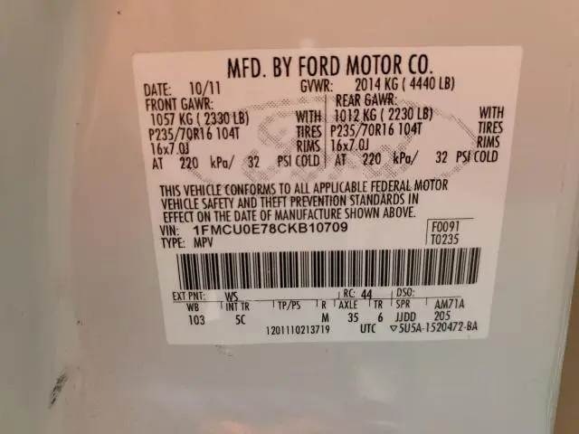 2012 FORD ESCAPE LIMITED  