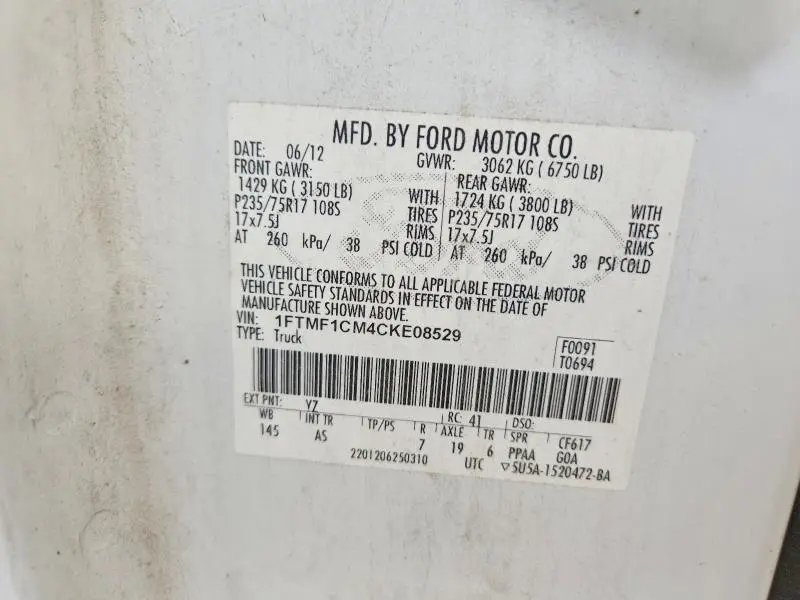 2012 FORD F150   