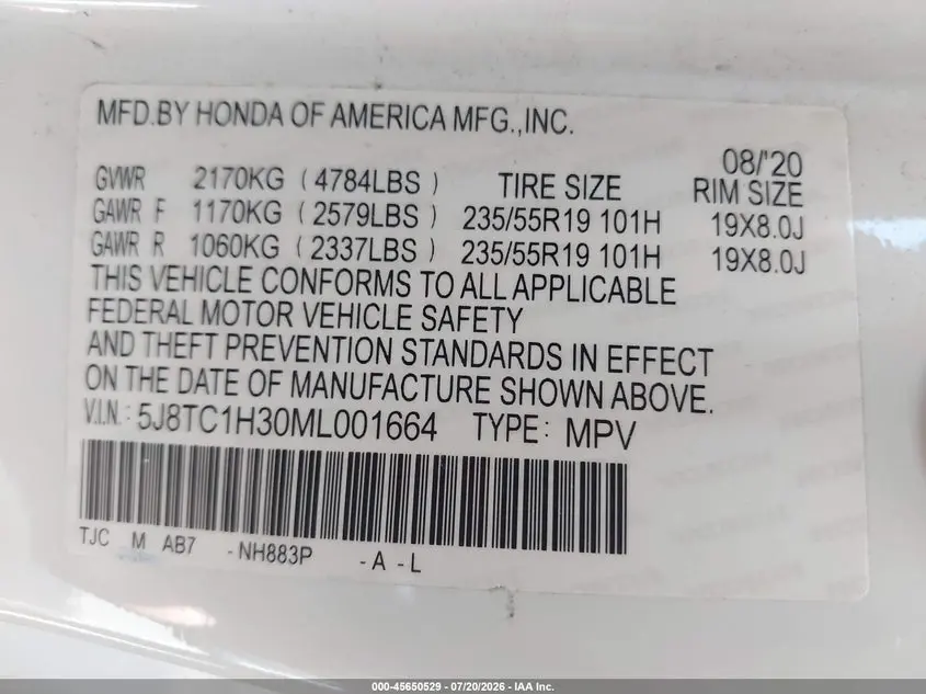 2021 ACURA RDX STANDARD