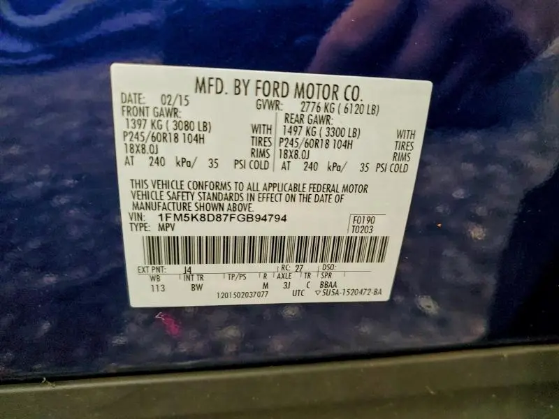 2015 FORD EXPLORER XLT  