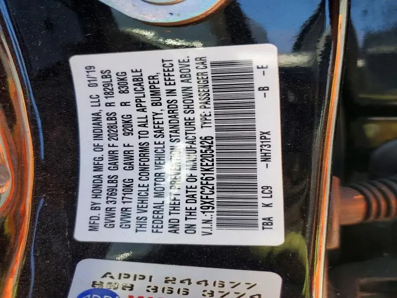 2019 HONDA CIVIC LX  