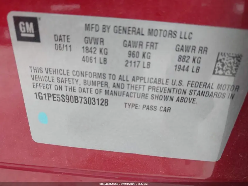 2011 CHEVROLET CRUZE LT