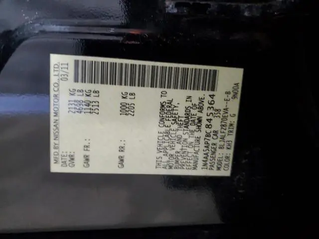 2011 NISSAN MAXIMA S  