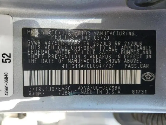 2020 TOYOTA CAMRY SE  