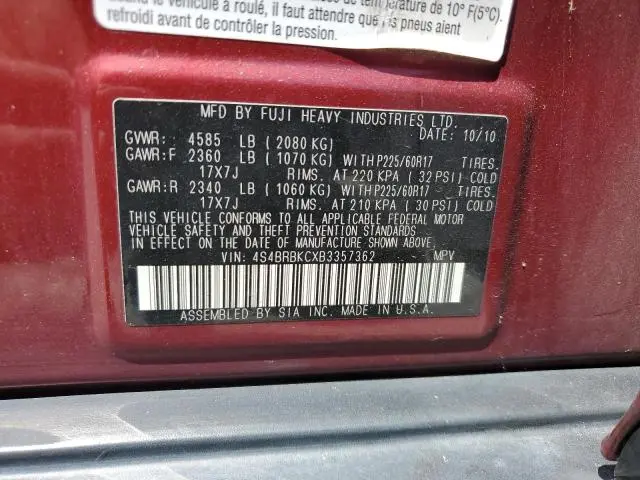 2011 SUBARU OUTBACK 2.5I LIMITED  