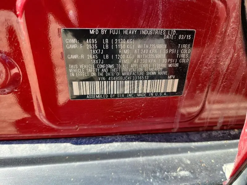 2015 SUBARU OUTBACK 2.5I LIMITED  