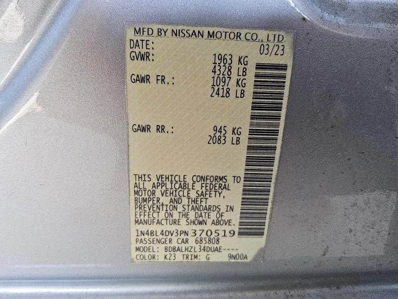 2023 NISSAN ALTIMA SV  