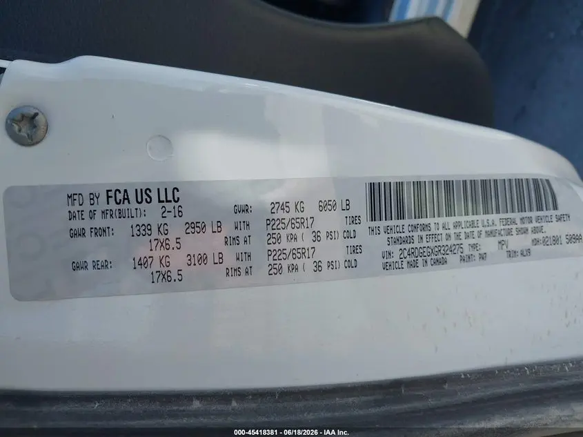 2016 DODGE GRAND CARAVAN R/T