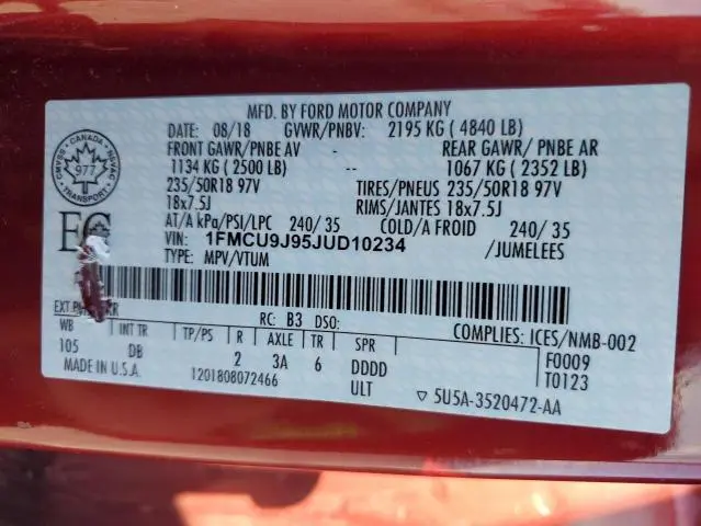 2018 FORD ESCAPE TITANIUM  