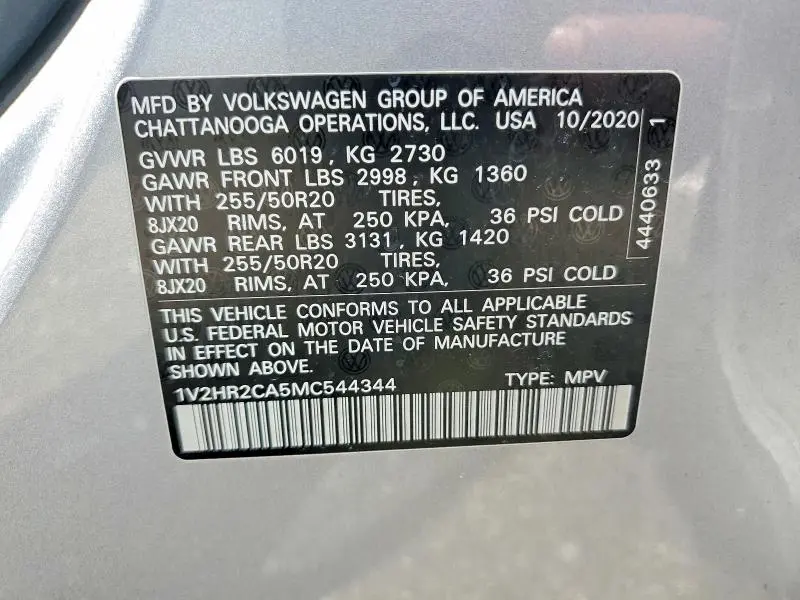 2021 VOLKSWAGEN ATLAS SE  