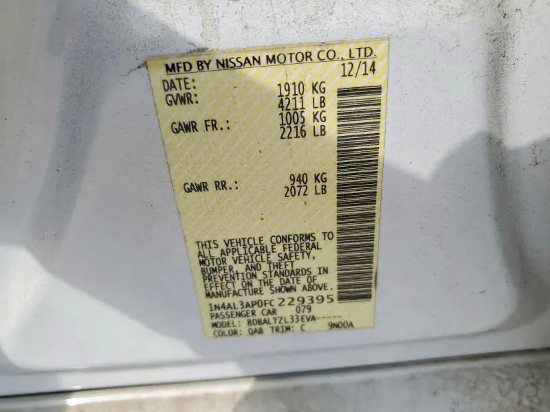 2015 NISSAN ALTIMA 2.5 SL  