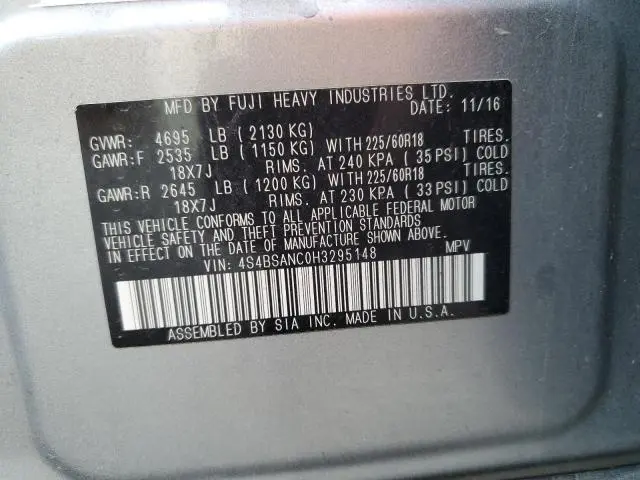 2017 SUBARU OUTBACK 2.5I LIMITED  