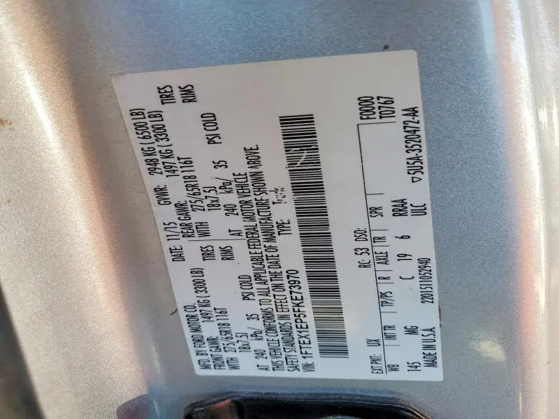 2015 FORD F150 SUPER CAB  