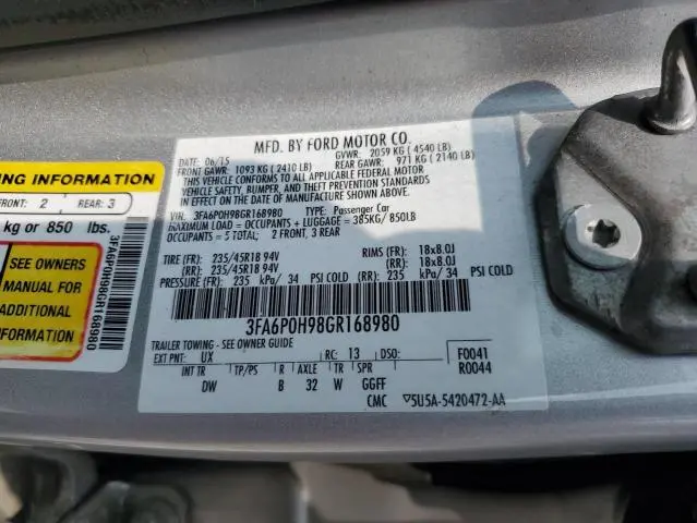 2016 FORD FUSION SE  