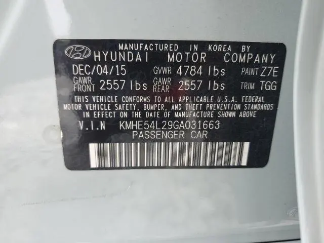 2016 HYUNDAI SONATA PLUG-IN HYBRID  