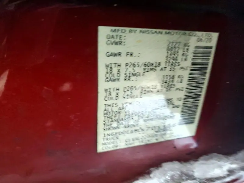 2020 NISSAN FRONTIER SV  