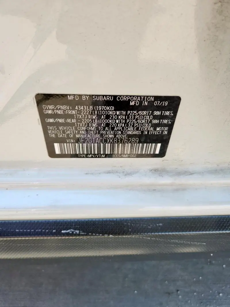 2019 SUBARU CROSSTREK PREMIUM  