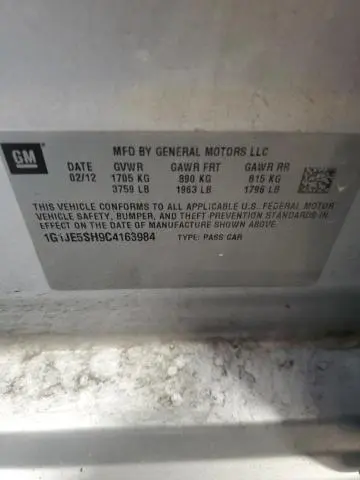 2012 CHEVROLET SONIC LTZ  