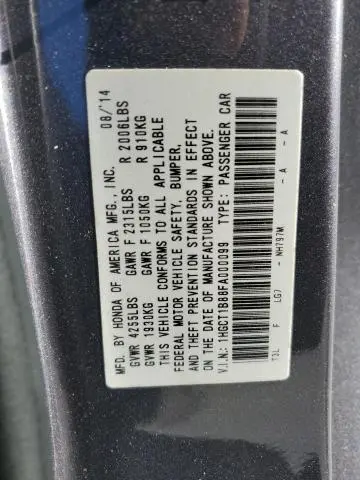 2015 HONDA ACCORD EXL