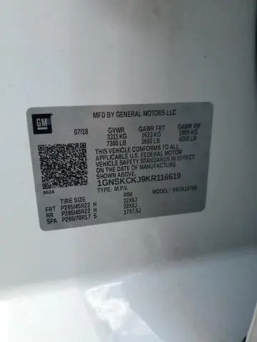 2019 CHEVROLET TAHOE K1500 PREMIER  