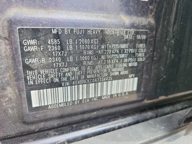 2010 SUBARU OUTBACK 2.5I LIMITED  