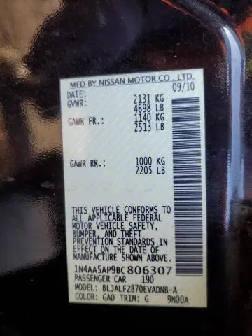 2011 NISSAN MAXIMA S  