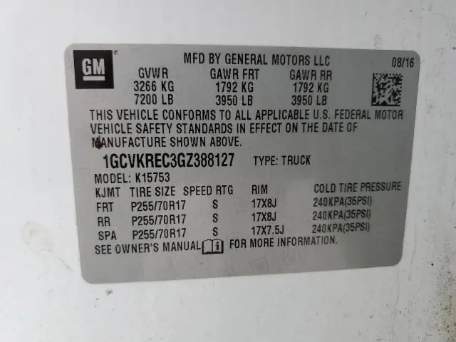 2016 CHEVROLET SILVERADO K1500 LT  